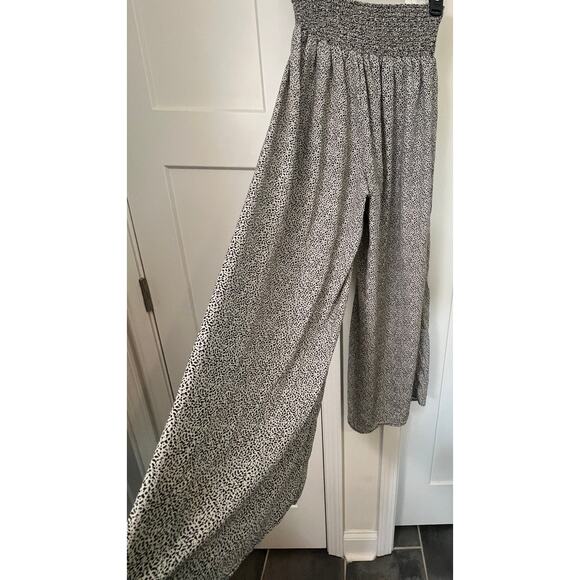 SIEANNA SKY WIDE LEG ELASTIC WAIST PANTS CREAM  BLK SPEC PATTERN WOMENS LARGE - Picture 3 of 8